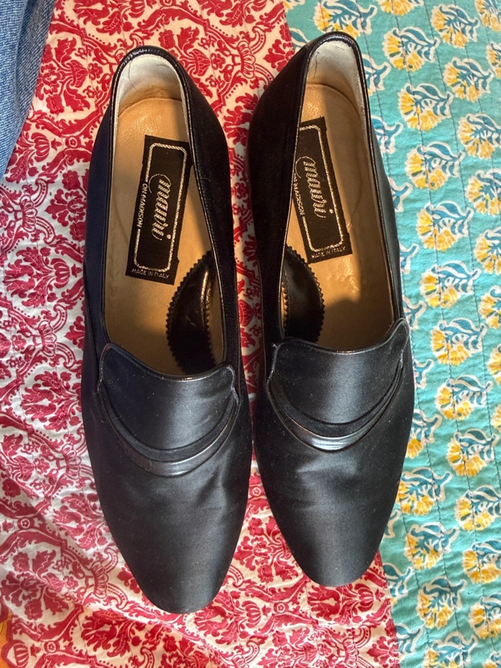 Mauri Black Leather Slip-On Loafers with Gold Insole Label. Size Men’s 9.